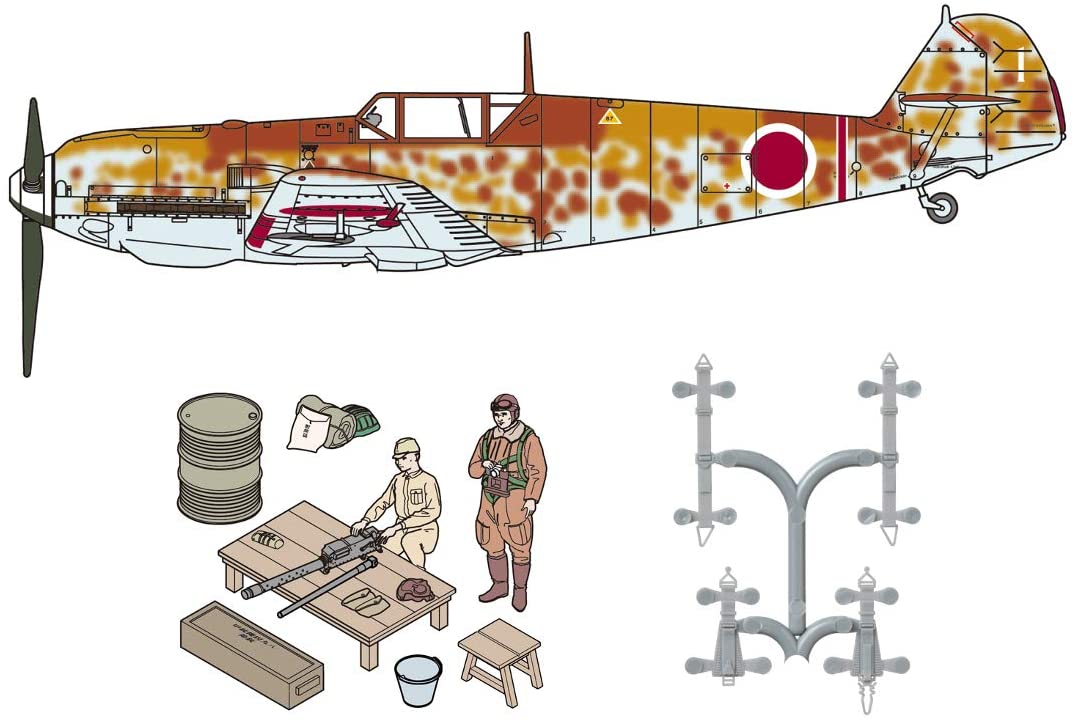 ファインモールド 1/48 航空機シリーズ 限定 日本陸軍 メッサーシュミット Bf109 E-7 w/整備情景セット2 プラモデル 48995