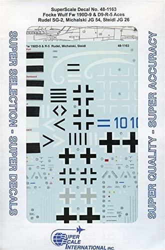 Super Scale Decals 1:48 Focke Wulf Fw 190D-9 D9-R-5 Aces Rudel SG-2 #48-1163* by Super Scale Decals [並行輸入品]