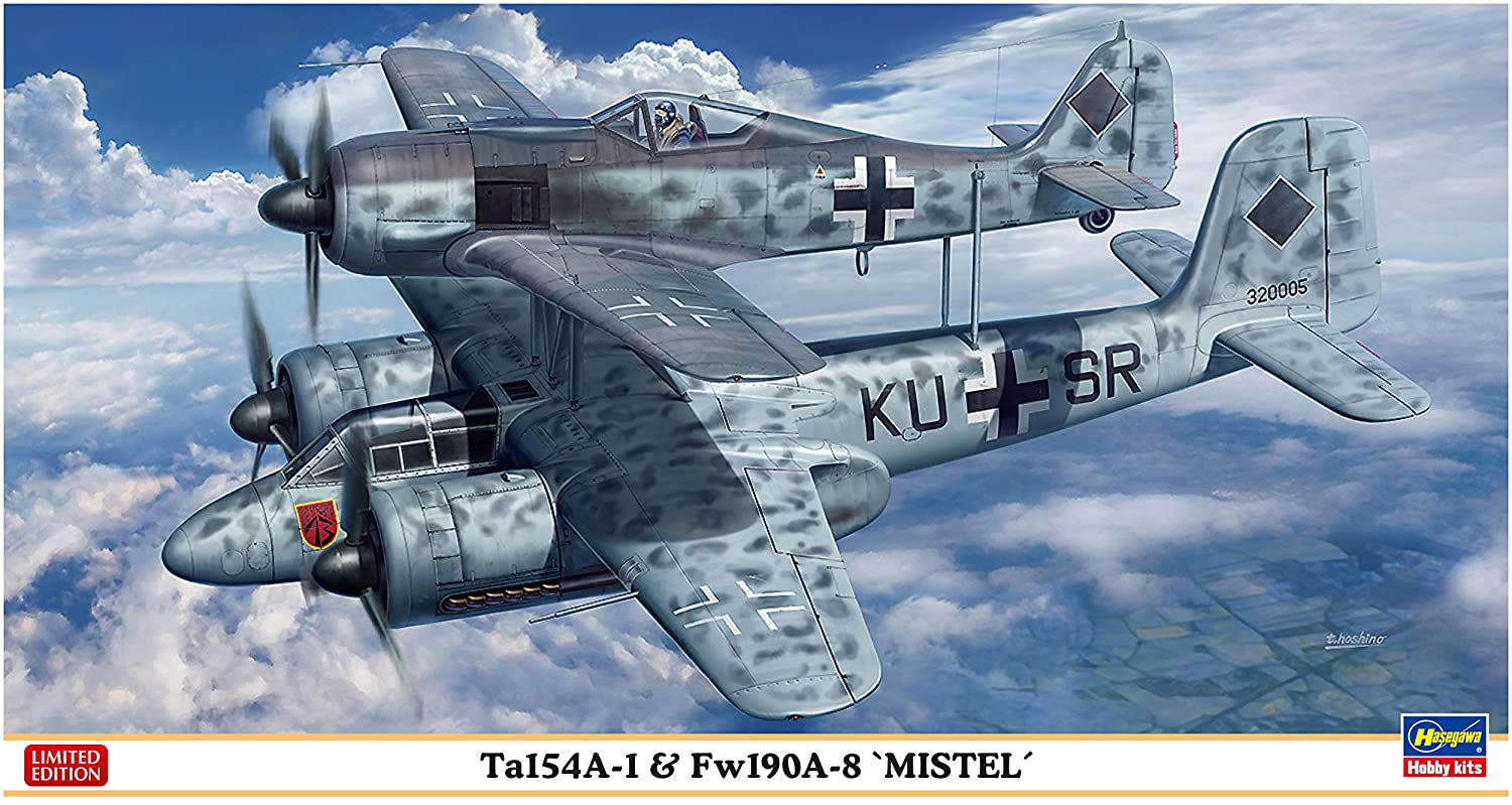 ハセガワ 1/72 ドイツ空軍 Ta154A-1 & Fw190A-8 ミステル プラモデル 02193