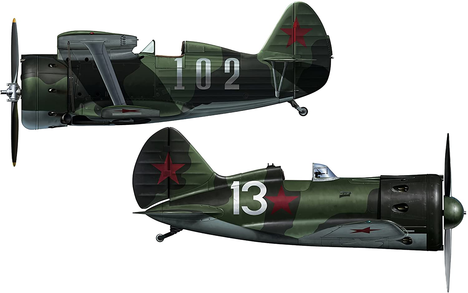 ハセガワ 1/72 ソビエト空軍 ポリカルポフ I-153 & I-16 ソ連空軍 プラモデル 02171